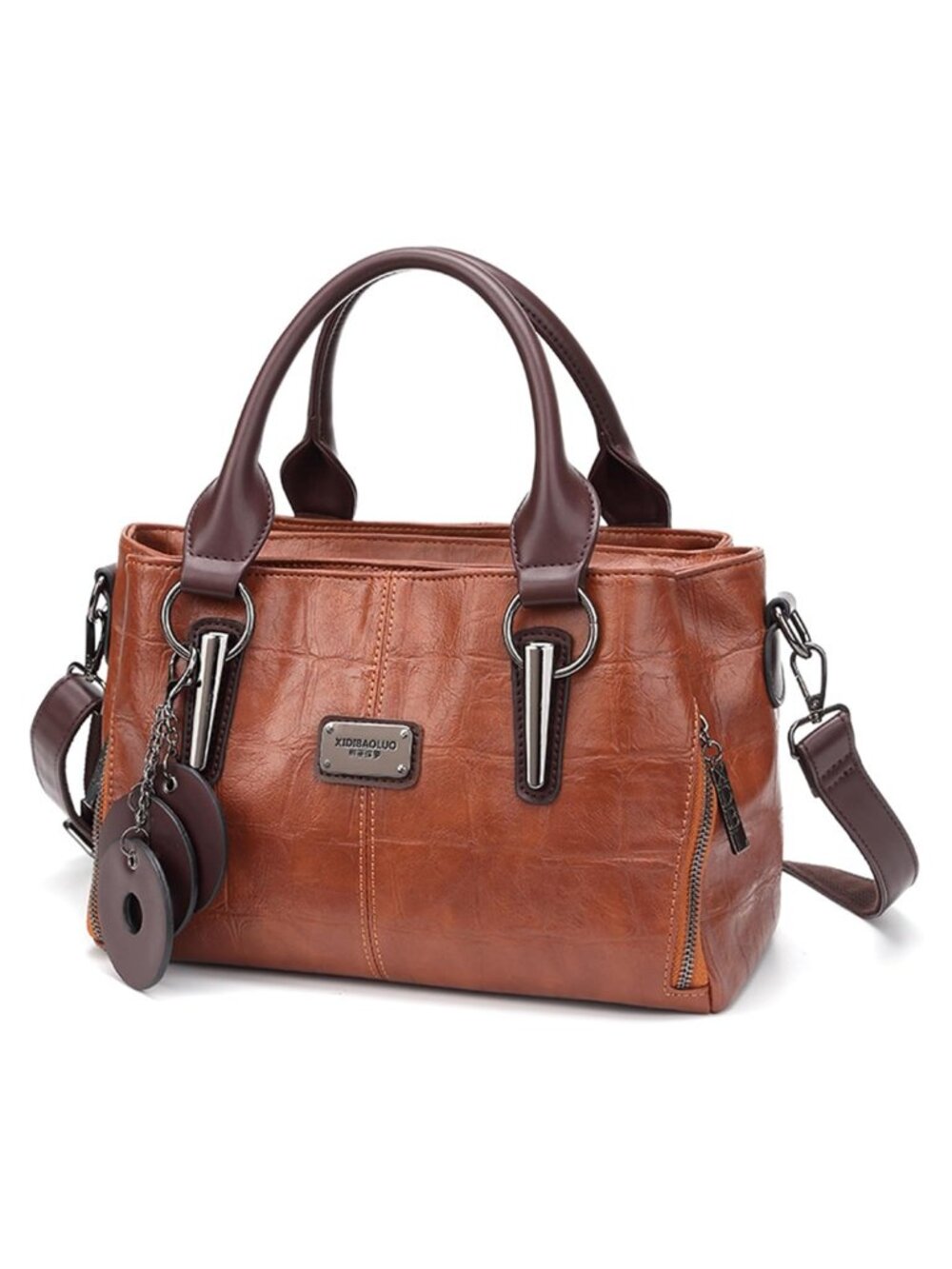 Vegan Leather Tote Bag Satchel Crossbody Purse with Compartments